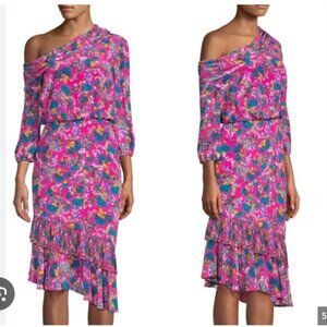 Saloni Lexie Off the Shoulder Midi Dress Size 6 EUC